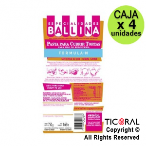 COBERTURA P/TORTA FORMULA H 3KG BLANCA DULCE DE LECHE BALLINA 4 x 1